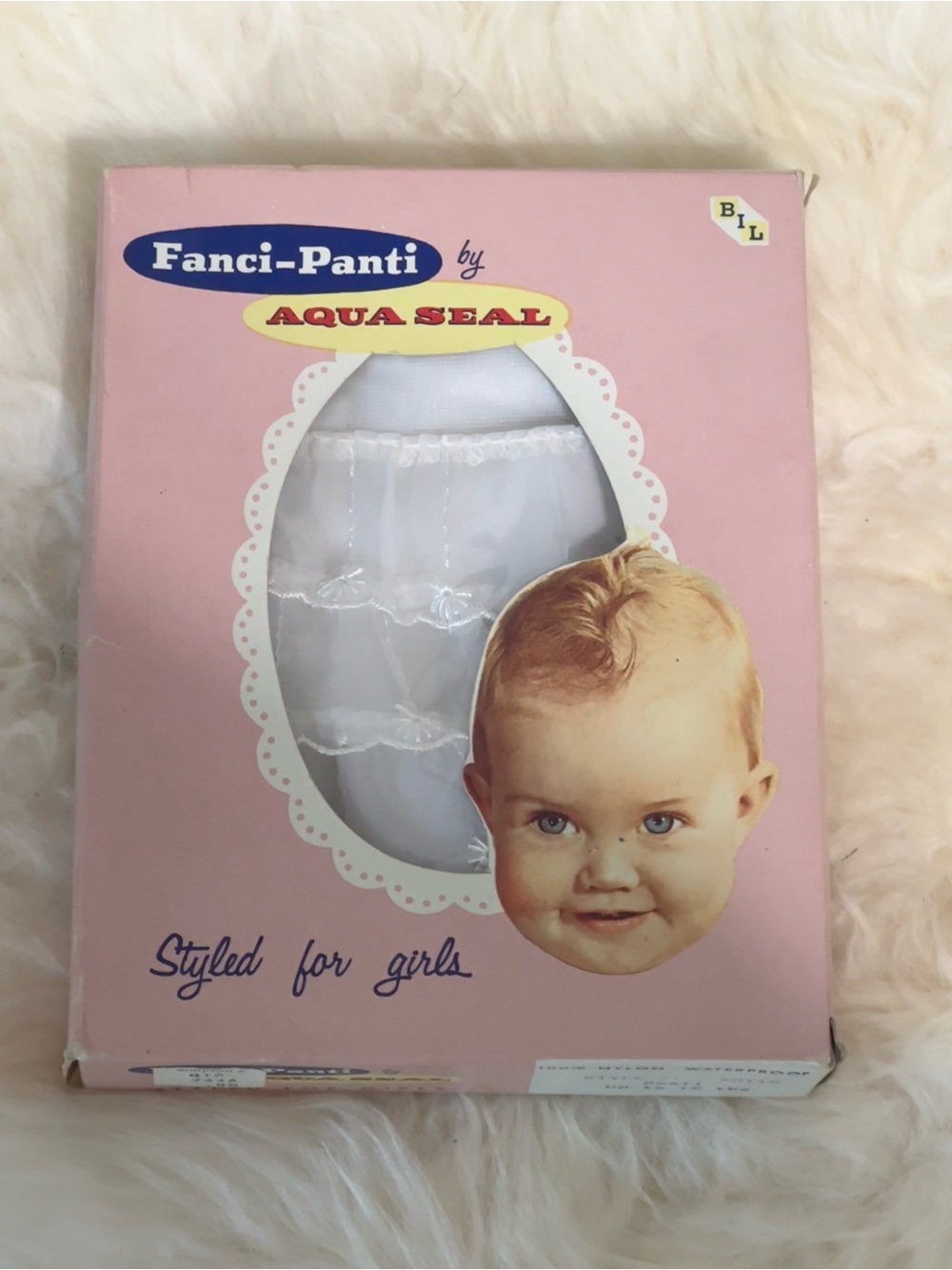 Vintage girls Franci-panti aqua seal baby diaper small ruffled trim